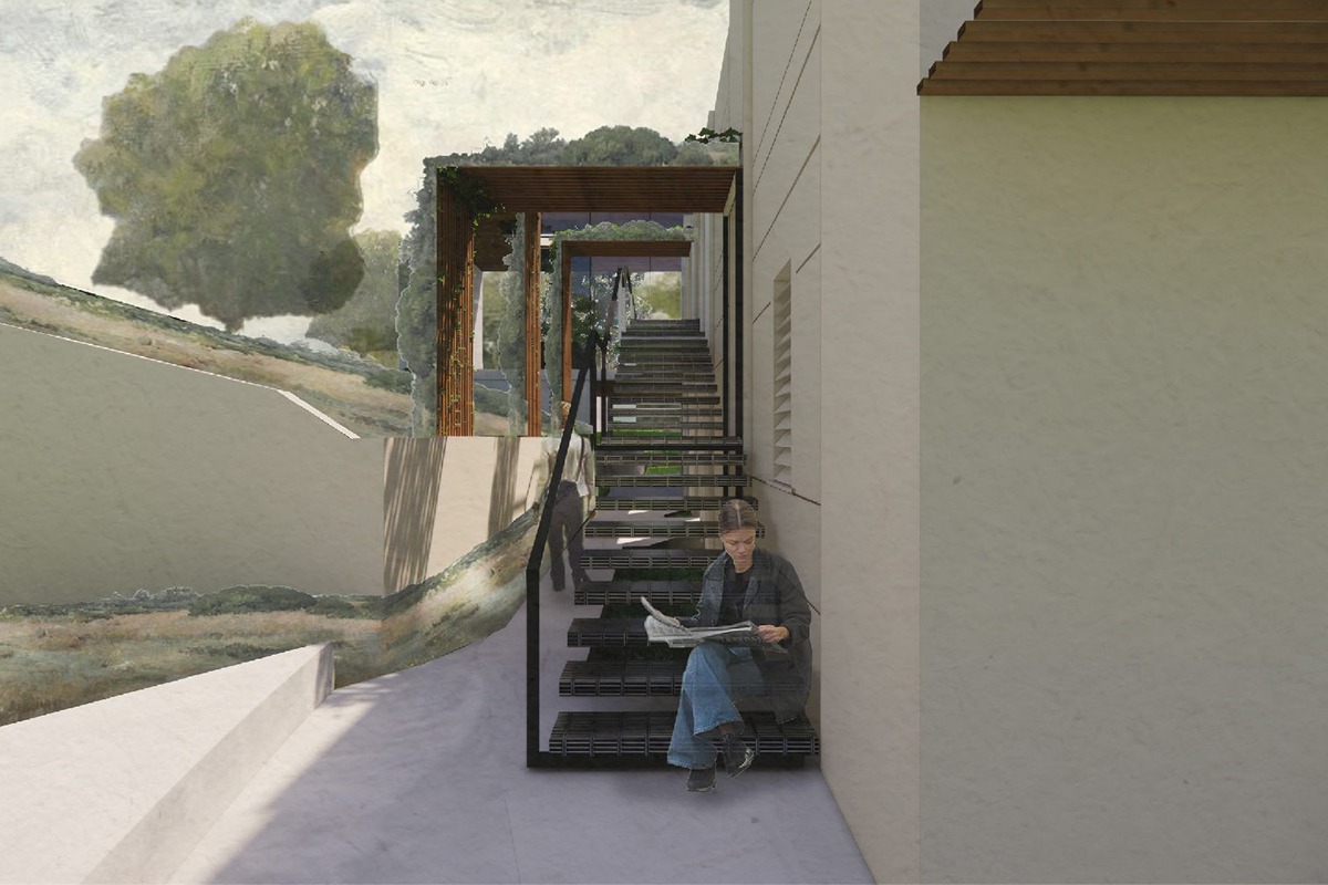 THE ARTIST COLLECTIVE AND CAFE Exterior Stair render